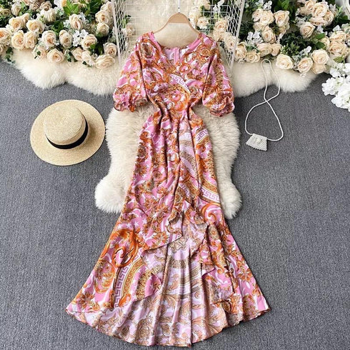 Asymmetrical Ruffles A-Line Empire Dress